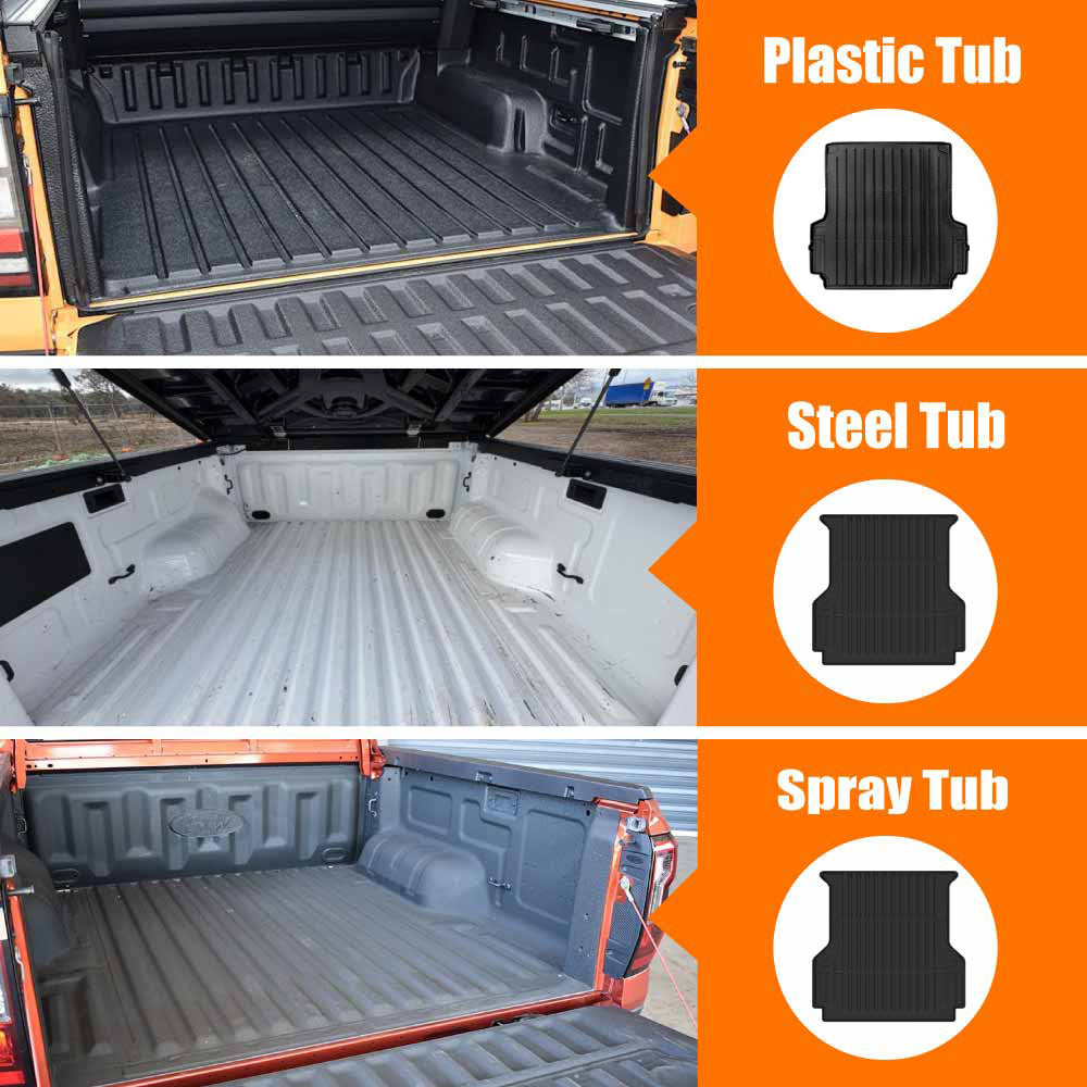 Tub Liner Tailgate Mat for Ford Next-Gen Ranger Raptor RA 2022-2025 with Plastic Tub Heavy Duty All Weather Ute Protector Cover Mats Set