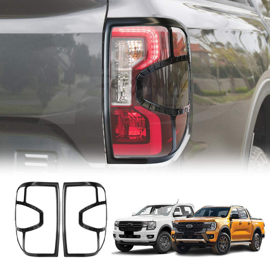 Tail Light Trim for Ford Ranger Next-Gen 2022-Onwards Matt Black Rear Lamp Taillight Frame Cover Guard Set of 2