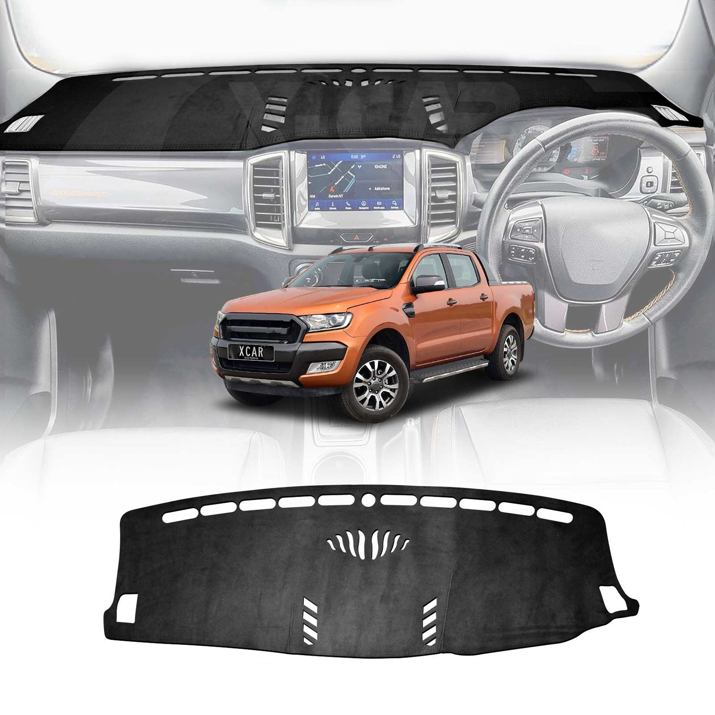 Dash Mat for Ford Ranger PX Mk3 Series 2018-2022 Non-Slip Microfiber Pad Cover Interior Accessories