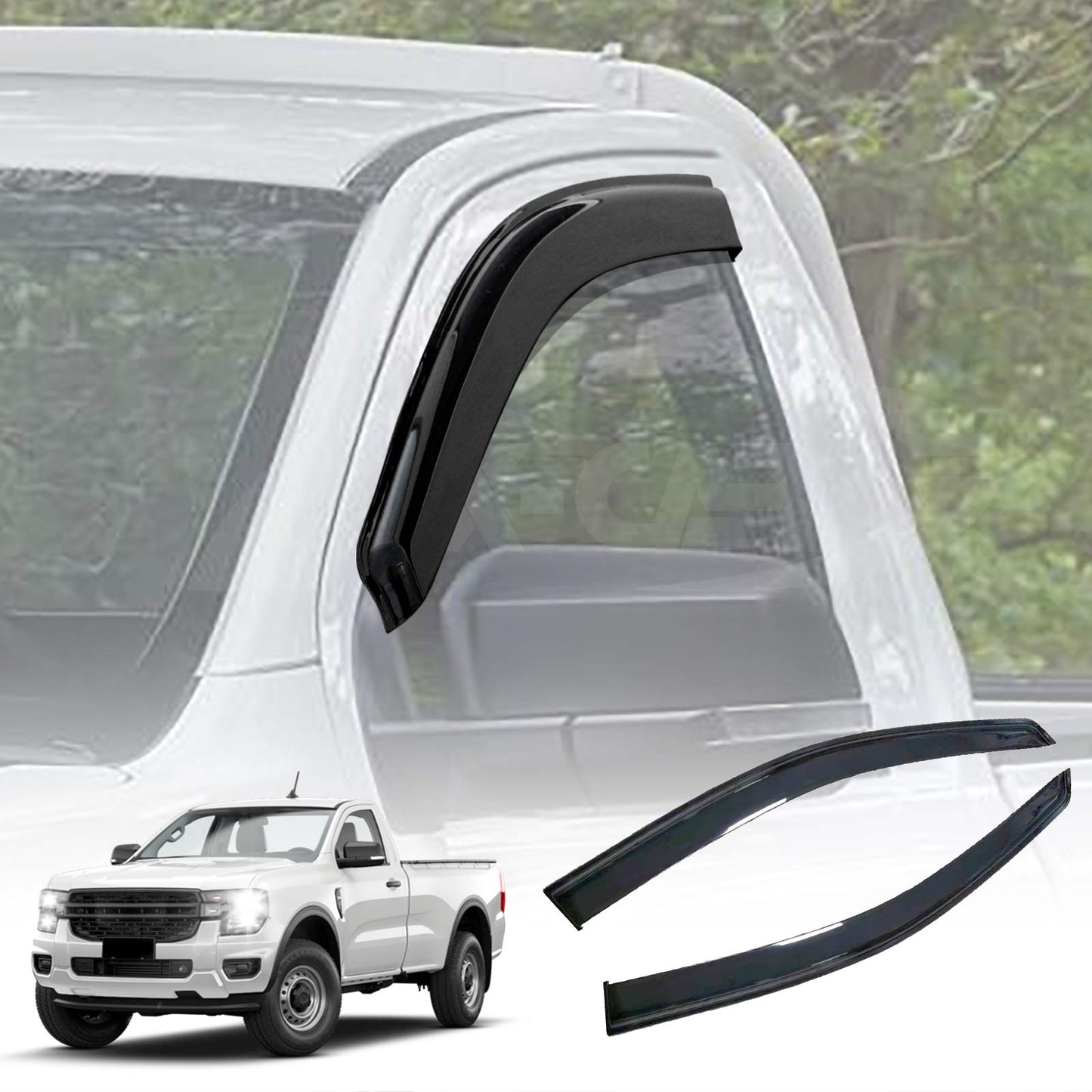 Weathershields for Ford Next-Gen Ranger Single Cab 2022-2025 Car Weather Shields Wind Deflectors Window Sun Visor 2-Piece Set