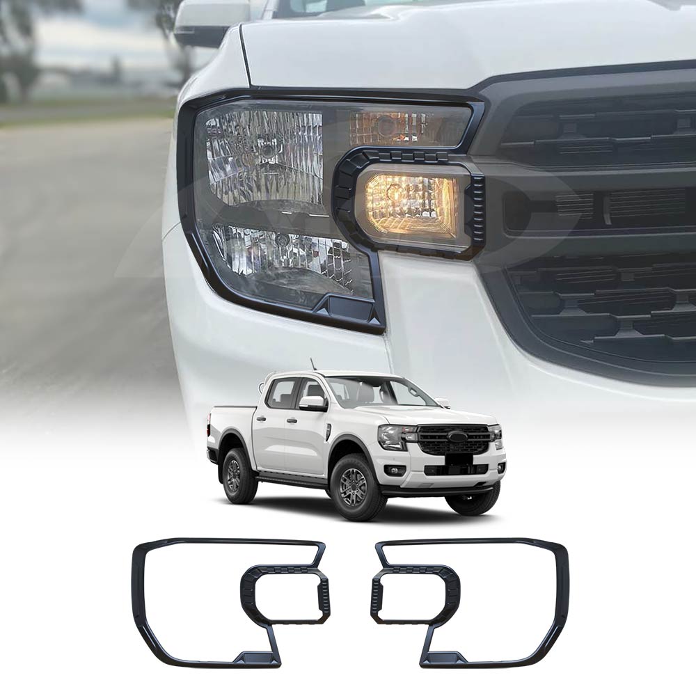 Headlight Trim for Ford Ranger Next-Gen XLS/XL 2022-Onwards Matt Black Front Lamp Head Light Frame Cover Guard