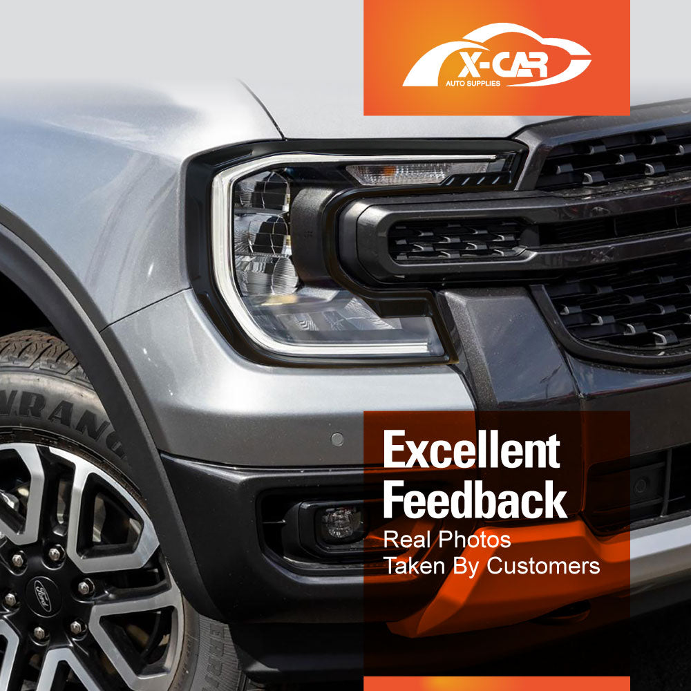 Headlight Trim for Ford Ranger Next-Gen 2022-Onwards Matt Black Front Lamp Head Light Frame Cover Guard Set of 2