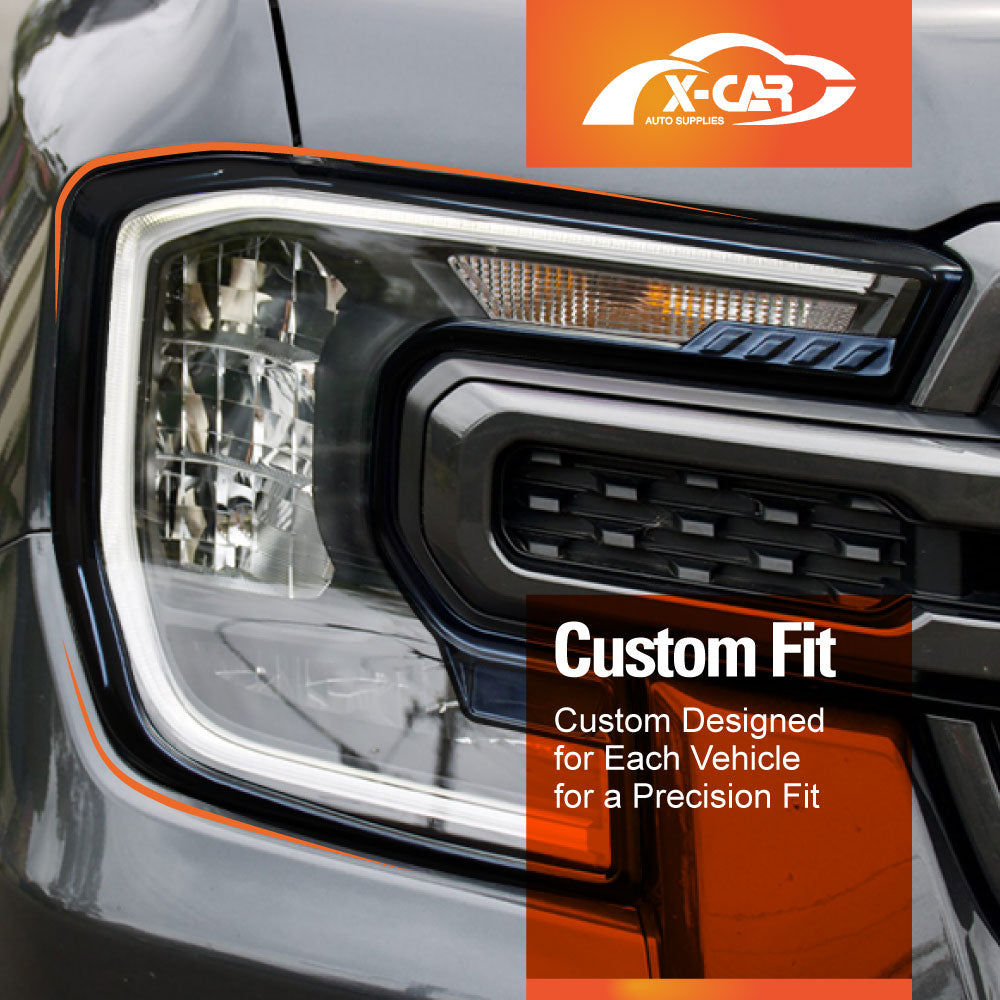 Headlight Trim for Ford Ranger Next-Gen 2022-Onwards Matt Black Front Lamp Head Light Frame Cover Guard Set of 2