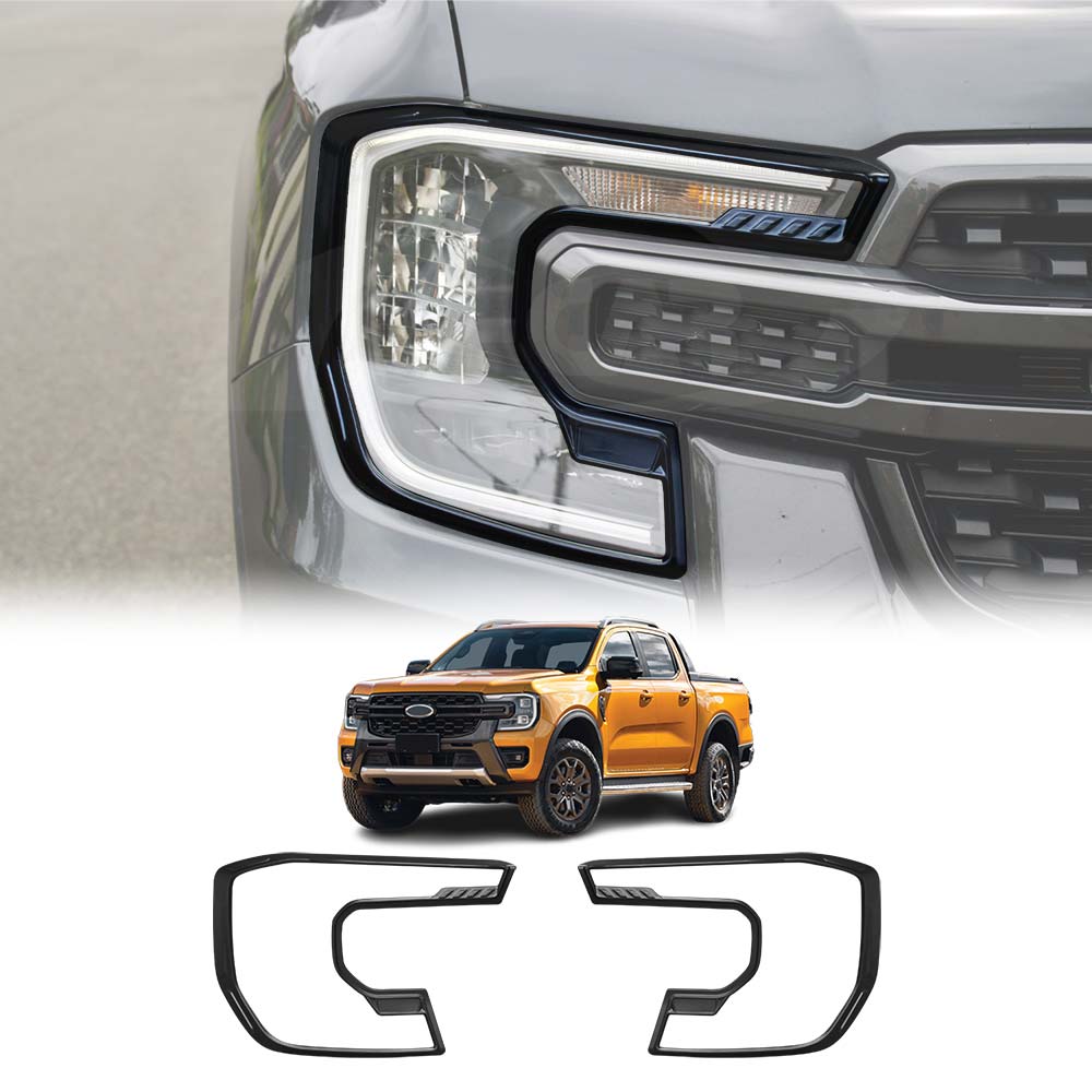 Headlight Trim for Ford Ranger Next-Gen 2022-Onwards Matt Black Front Lamp Head Light Frame Cover Guard Set of 2