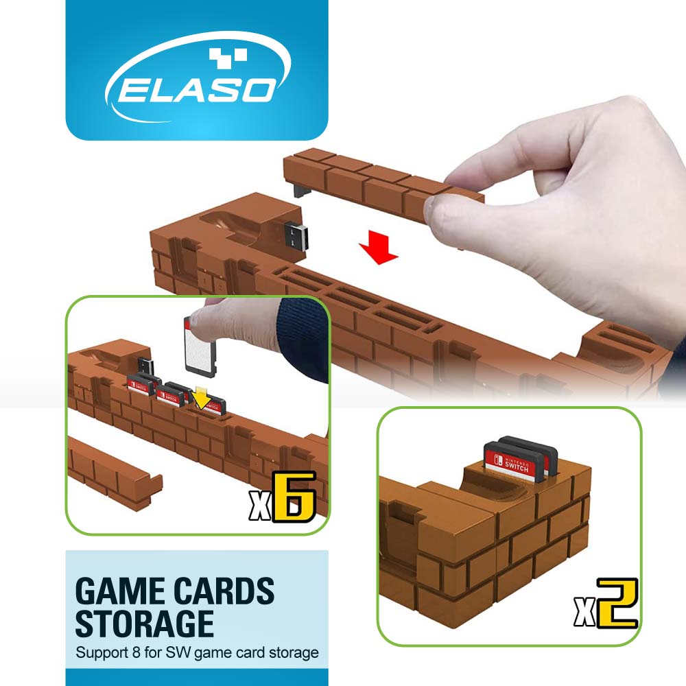 Mario Brick Charger Charging Dock Game Holder Stand Base for Nintendo Switch & OLED Console Joy-Con Switch Pro Controllers