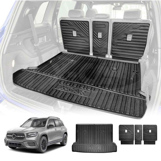 3D All Weather Boot Liner Back Seat Protector Combo for Mercedes-Benz GLB Class 2020-2025 Heavy Duty Car Kick Mats Cover Cargo