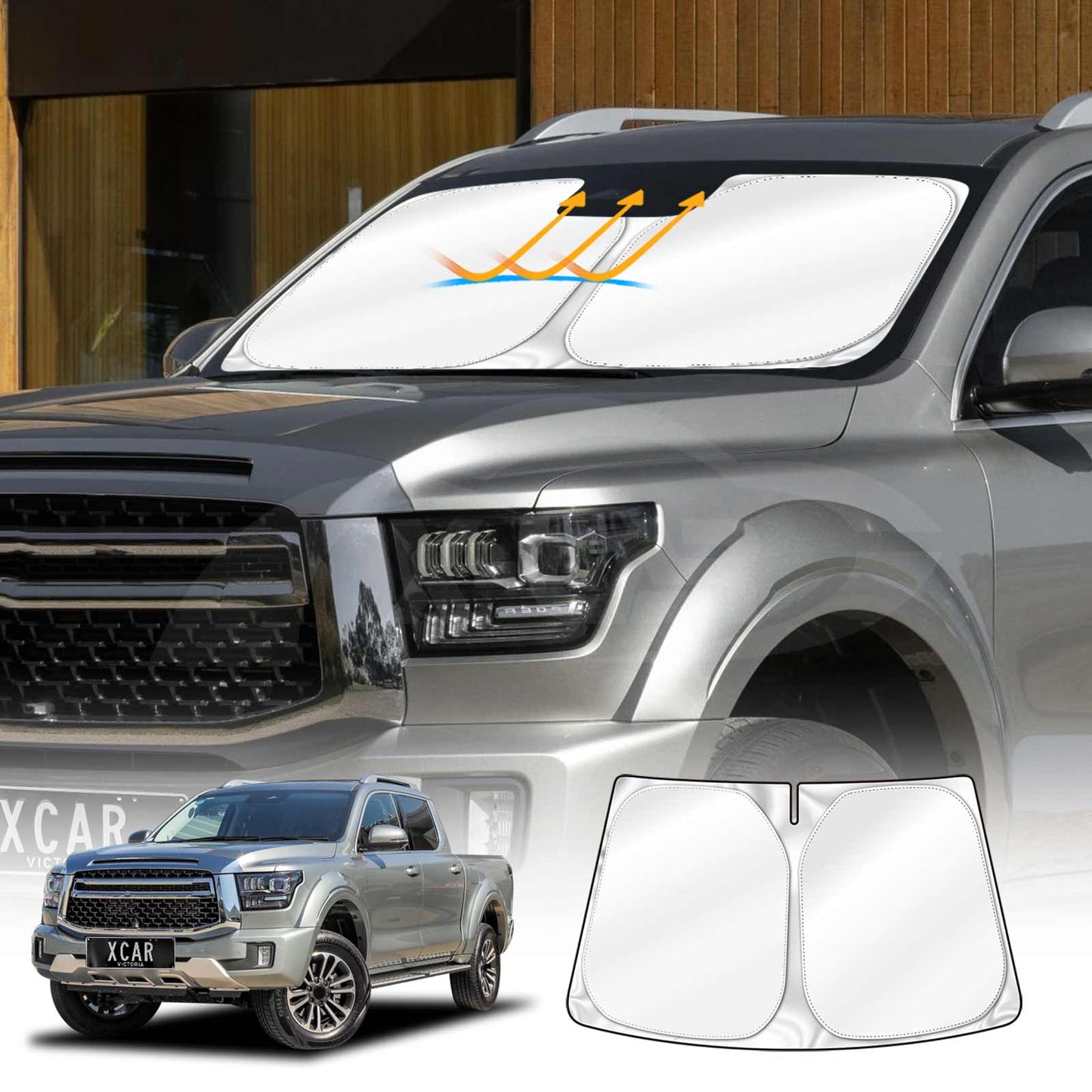 Windshield Sun Shade for GWM Cannon Alpha 2024-2025 Blocks UV Rays Foldable Custom Wind Screen Sun Visor Protector