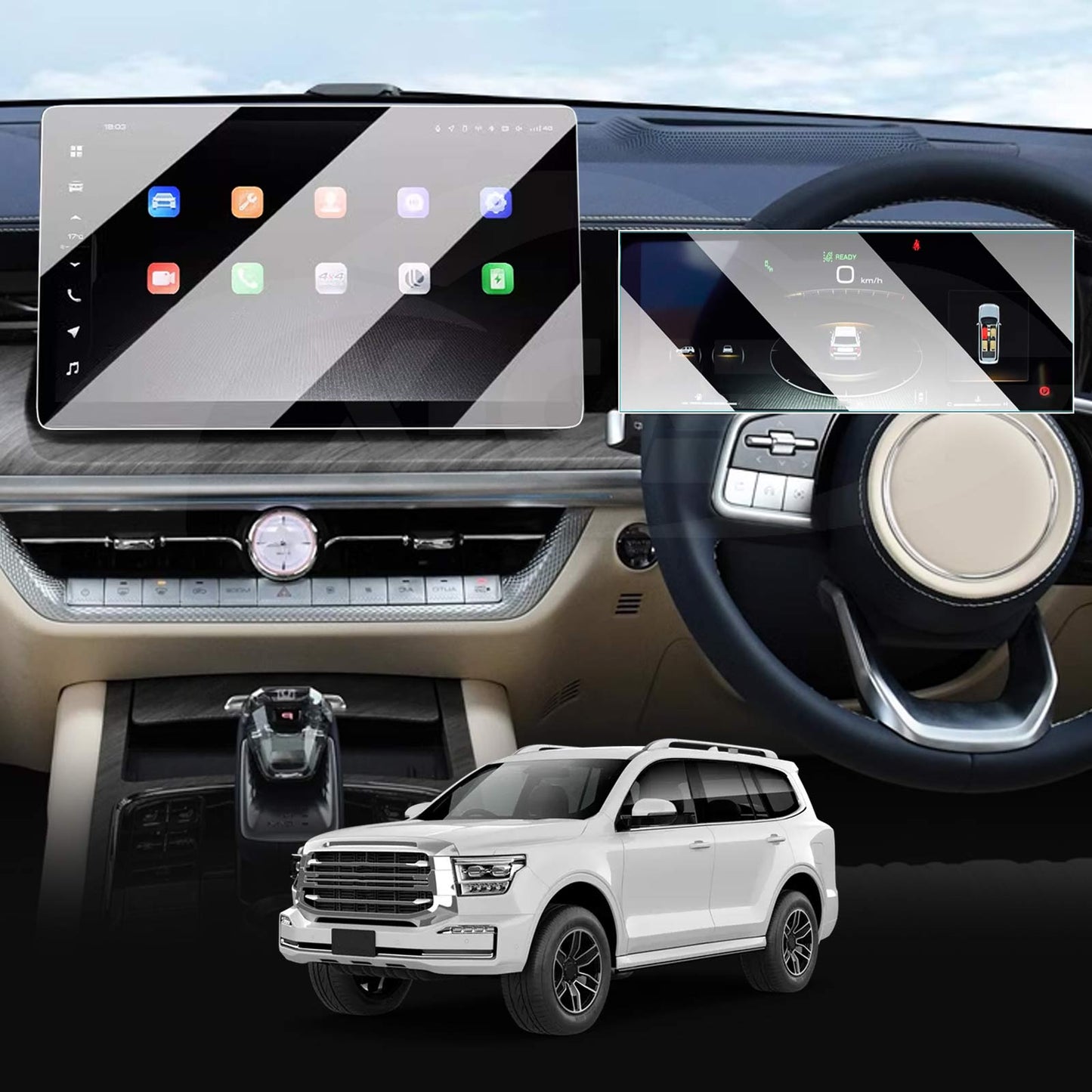 Tempered Glass Dash Center Console Screen Protector for GWM Tank 500 Tank500 2024-2025 Touchscreen Anti-Scratch Cover Accessories