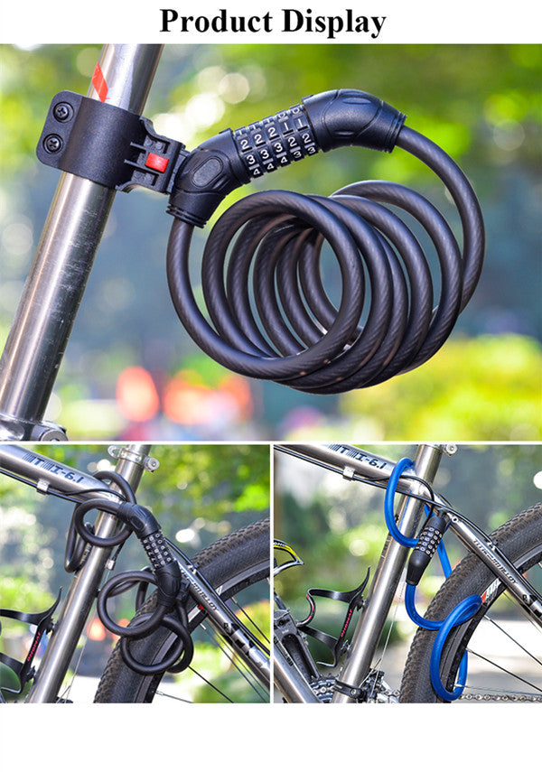 1.8m Bike Bicycle Heavy Duty Steel Security Cable 5 Digit Combination Lock