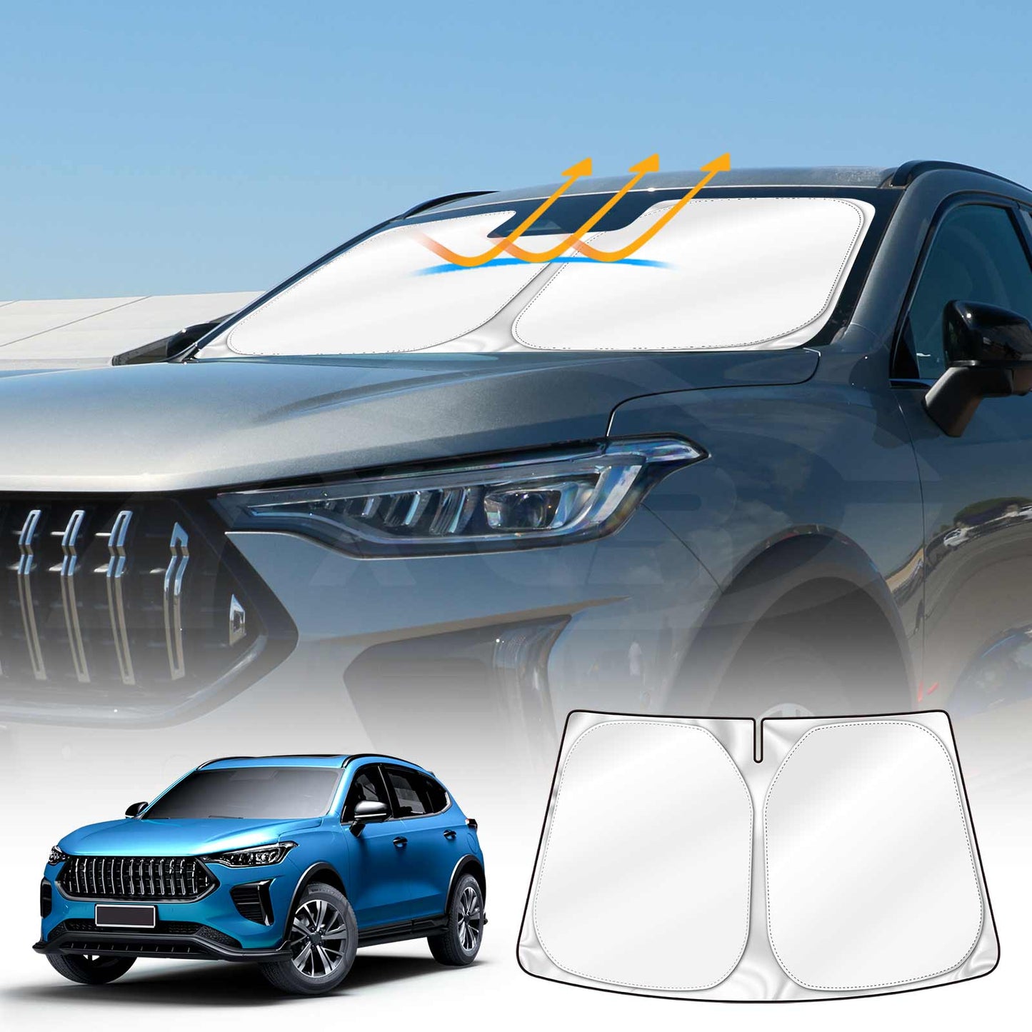 Windshield Sun Shade for Haval Jolion Pro HEV Hybrid 2024-2025 Blocks UV Rays Foldable Custom Wind Screen Sun Visor Protector