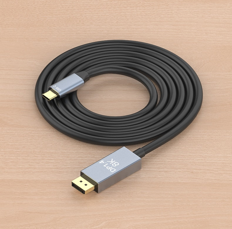 USB-C to DP Cable 1.8m Type-C to DisplayPort 1.4 8K@30Hz 4K@144Hz HDTV Adapter for New MacBook PC Laptop