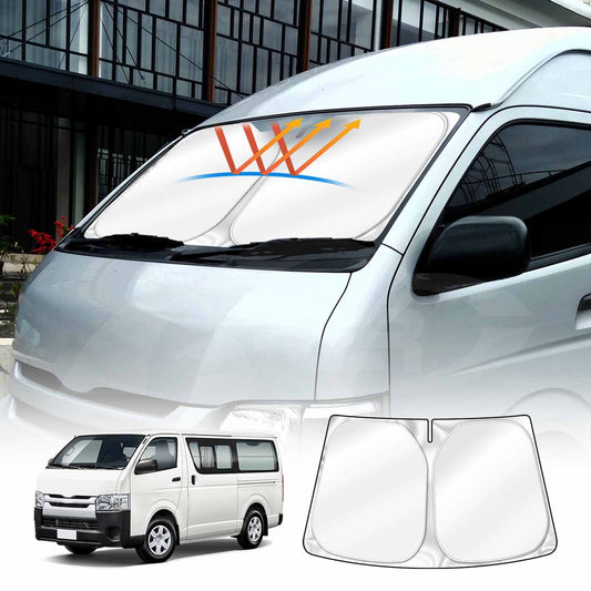 Windshield Sun Shade for Toyota HiAce Van 2005-2018 Blocks UV Rays Foldable Custom Wind Screen Sun Visor Protector