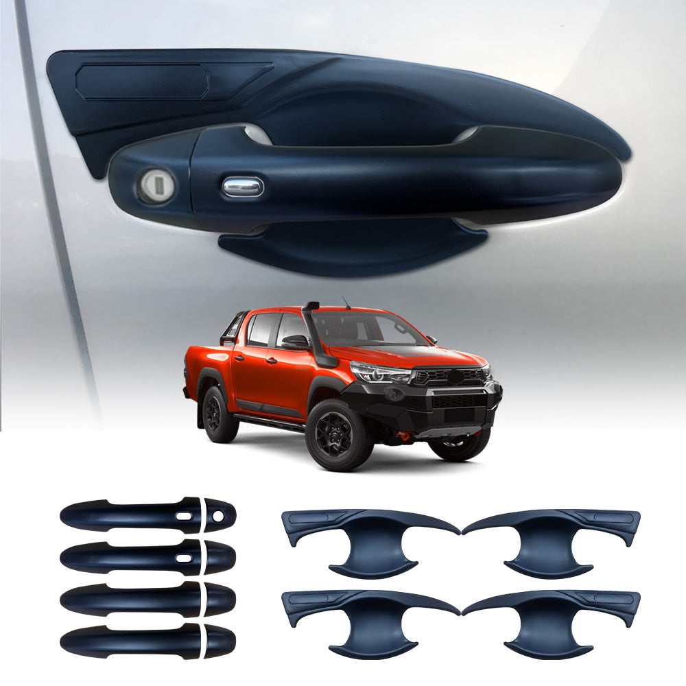 Keyless Smart Door Handles Bowl Inserts Cover for Toyota Hilux 2015-2025 Matt Black protector