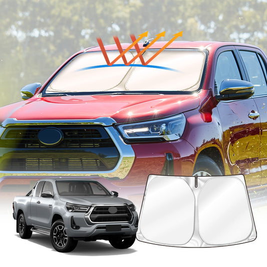 Windshield Sun Shade for Toyota Hilux 2015-2025 Blocks UV Rays Sun Visor Protector Foldable Sunshade