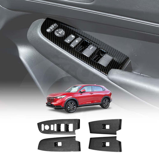 Power Window Control Switch Panel Trim Decor Cover Protector for Honda HR-V HRV 2022-2025 Carbon Fibre Style