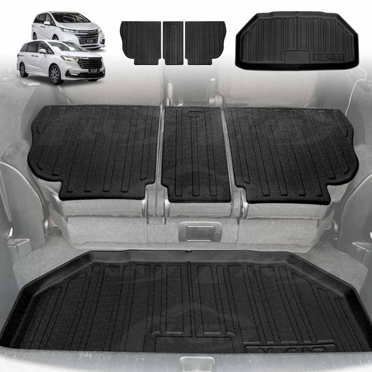 Boot Liner Kick Mats Set for Honda Odyssey 5th Gen 2014-2022 All Weather Heavy Duty Cargo Car Trunk Back Seat Protector