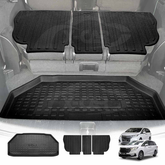 Boot Liner Kick Mats Set for Honda Odyssey 5th Gen 2014-2022 All Weather Heavy Duty Cargo Car Trunk Back Seat Protector