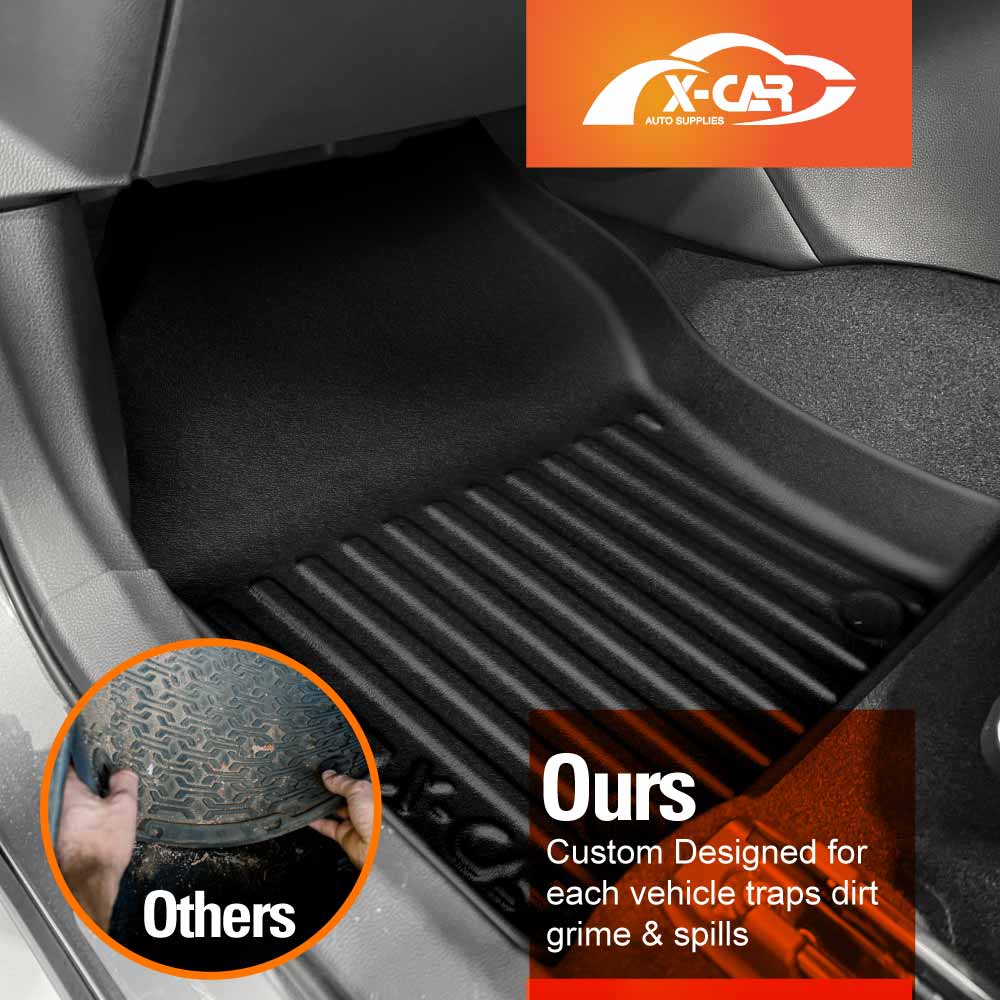 Floor Mats Boot Liner Set for Hyundai Kona 2023-2025 All Weather Heavy Duty Cargo Kick Mats Back Seat Protector Cover