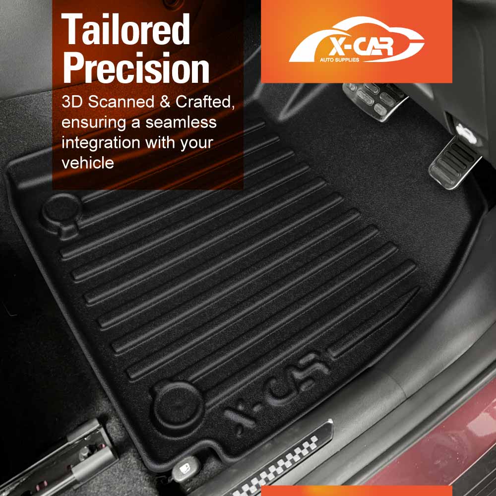 Floor Mats Boot Liner Set for Hyundai Kona 2023-2025 All Weather Heavy Duty Cargo Kick Mats Back Seat Protector Cover