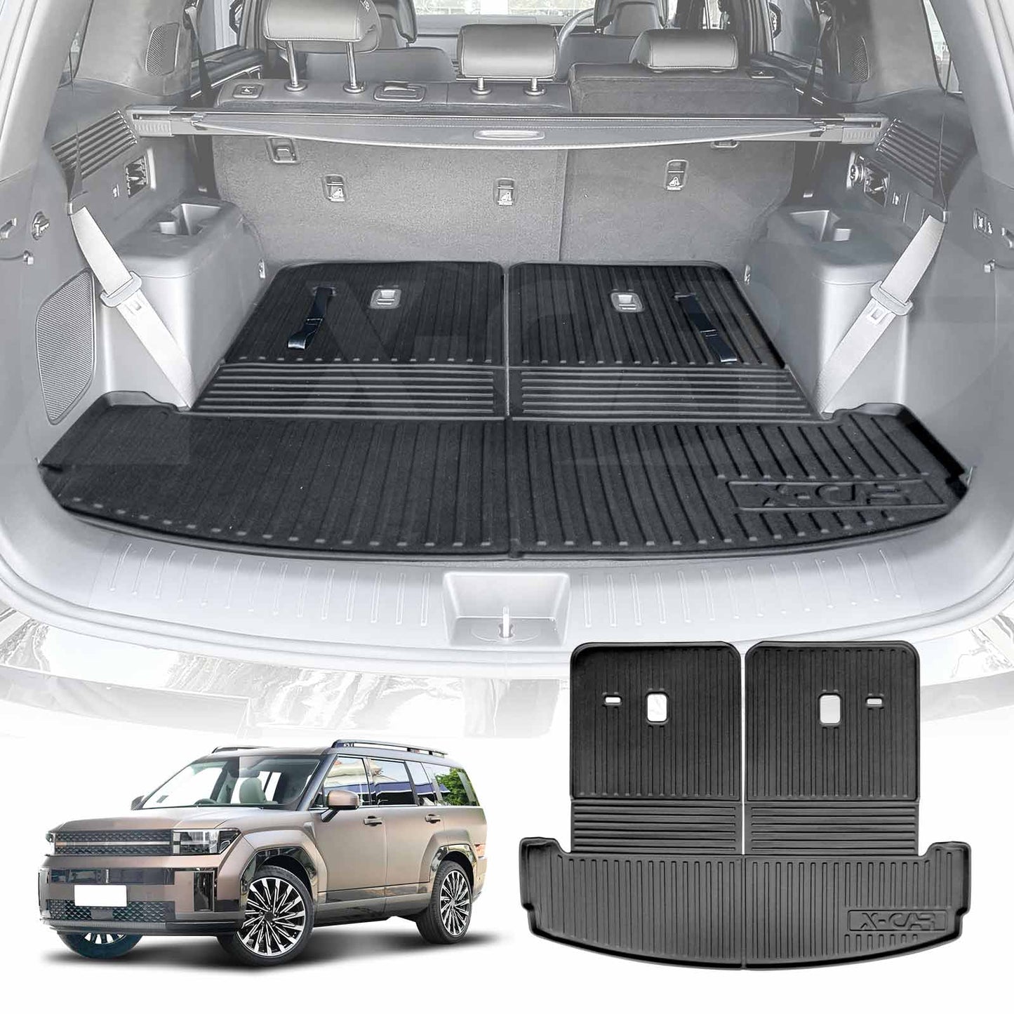 3D All Weather Boot Liner for Hyundai SantaFe Santa Fe 6/7 Seater 2024-2025 Heavy Duty Cargo Trunk Cover Mat Luggage Tray