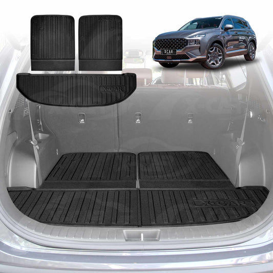 3 Pcs Boot Liners for Hyundai Santa Fe SantaFe 2018-2023 All Weather Heavy Duty Cargo Trunk Cover Mat Luggage Tray Car Accessories