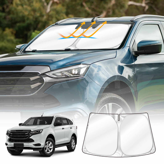 Windshield Sun Shade for Isuzu MU-X MUX 2022-2025 Blocks UV Rays Foldable Custom Wind Screen Sun Visor Protector