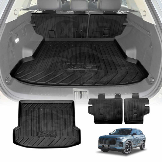 Boot Liner Set for Jaecoo J7 SHS PHEV 2024-Onwards All Weather Heavy Duty Car Trunk Cargo Kick Mats Back Seat Protector