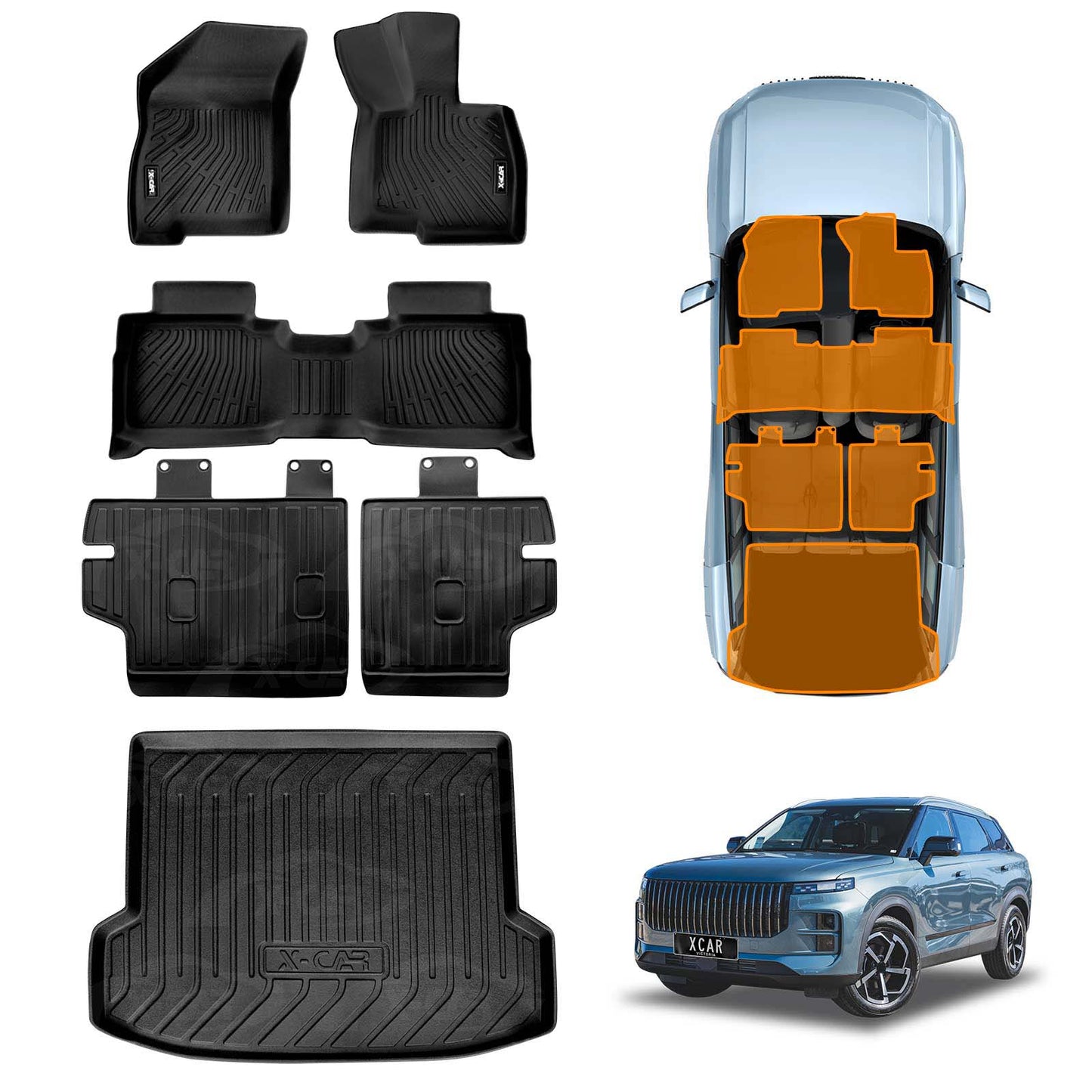 Floor Mats Boot Liner for Jaecoo J7 SHS PHEV 2024-Onwards All Weather Heavy Duty Car Trunk Cargo Kick Back Seat Protector Cover
