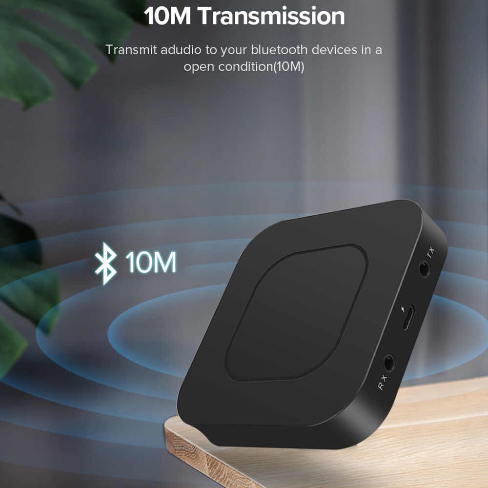 2-in-1 Bluetooth 5.0 Wireless Audio Adapter Transmitter Receiver with 3.5mm for TV PC Stereo System Headphones Speaker