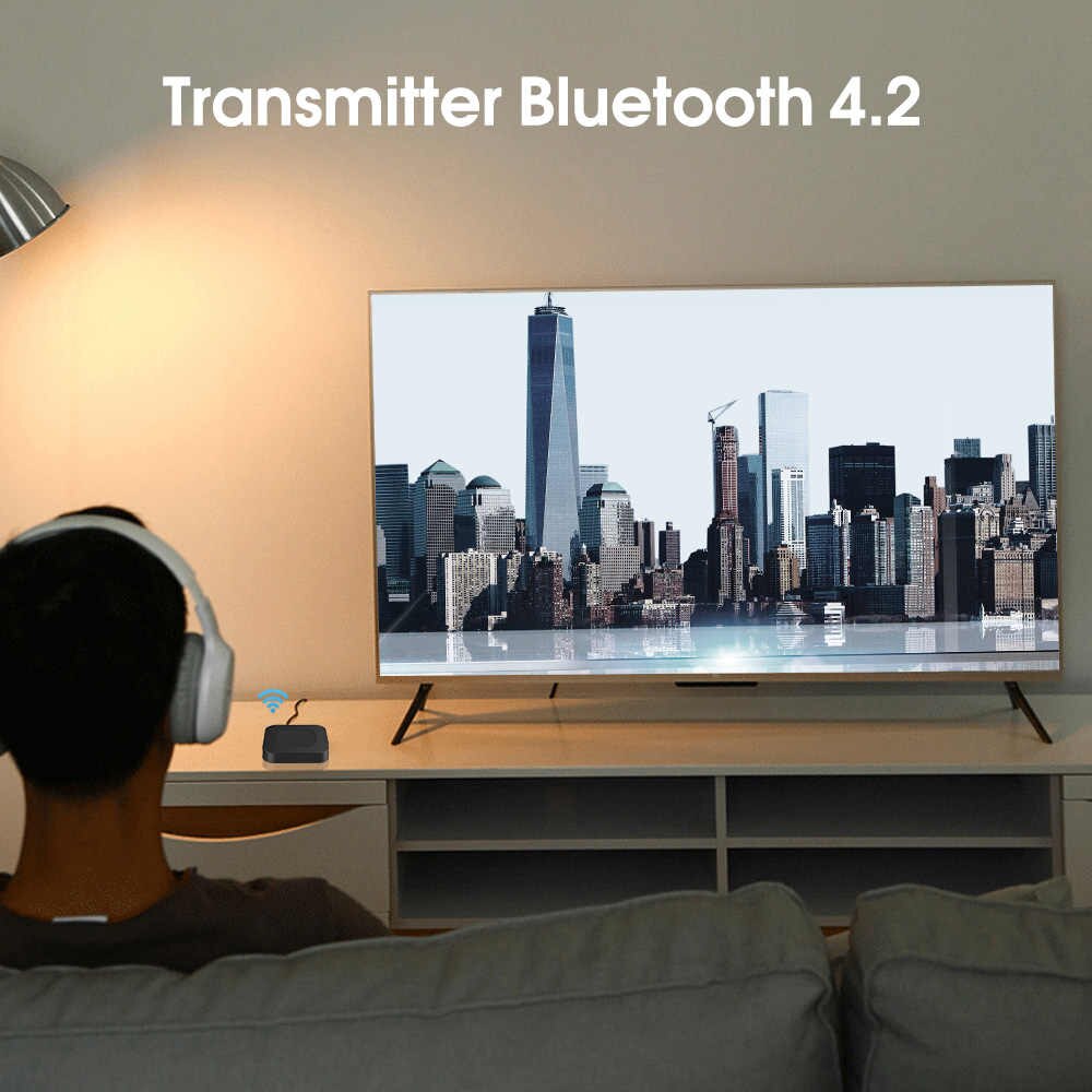 2-in-1 Bluetooth 5.0 Wireless Audio Adapter Transmitter Receiver with 3.5mm for TV PC Stereo System Headphones Speaker