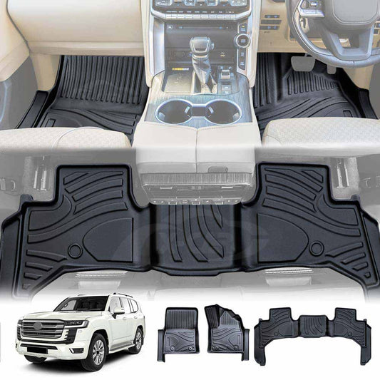 Floor Liners Complete Set Front Rear 2 Row Seat for Toyota Landcruiser 300 LC300 2021-2025 3D Heavy Duty All Weather Car Mats