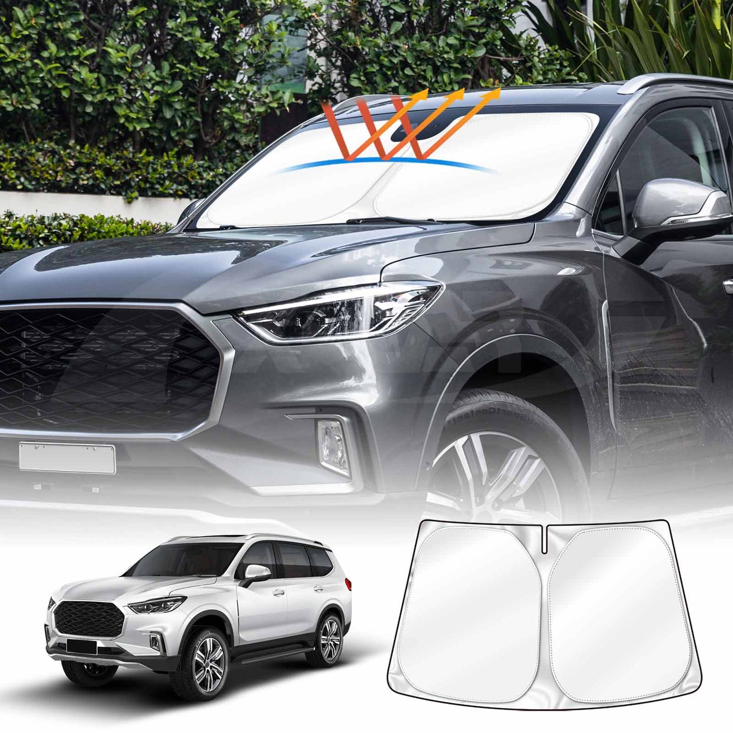 Windshield Sun Shade for LDV D90 2017-2024 Blocks UV Rays Foldable Custom Wind Screen Sun Visor Protector