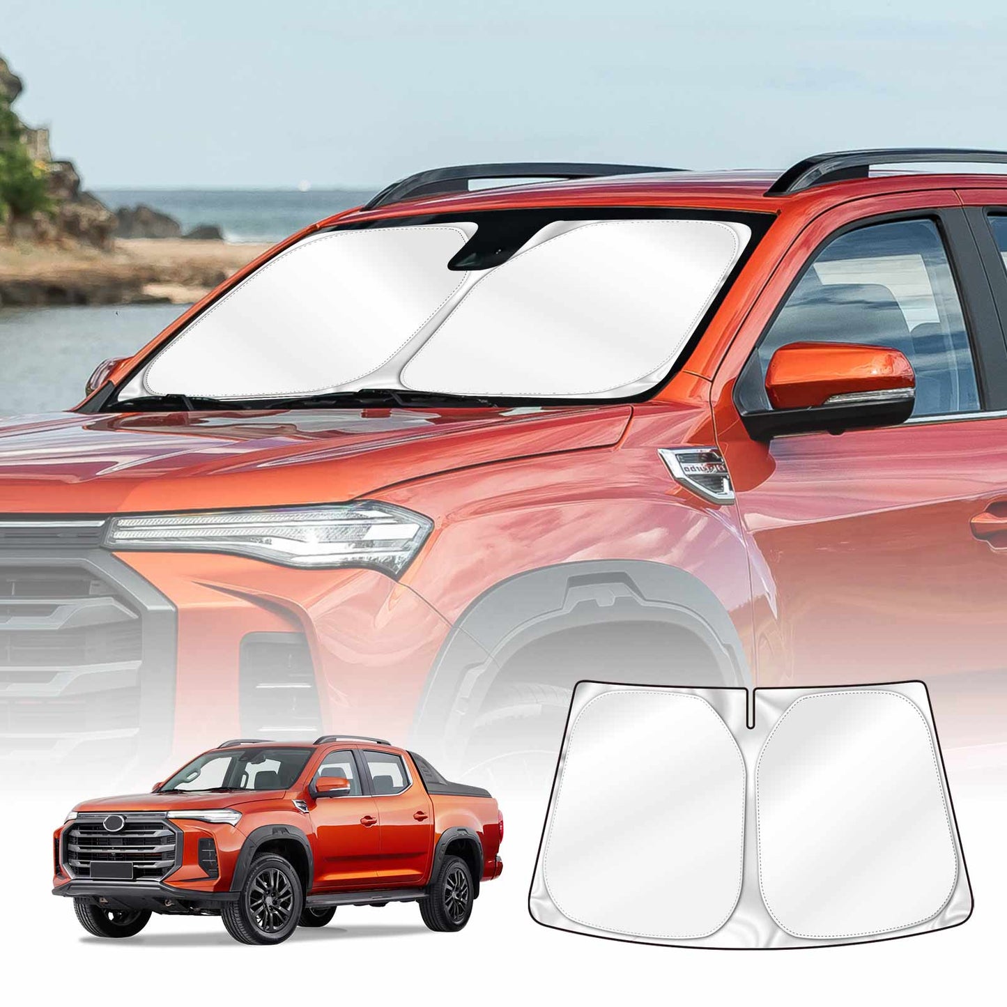 Windshield Sun Shade for LDV T60 Ute 2017-2024 Blocks UV Rays Foldable Custom Wind Screen Sun Visor Protector