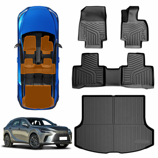 3D All-Weather Floor Mats Boot Liner Carpet for Lexus RX350 RX350h RX500h 2022-2024 Heavy Duty Customized Car Floor Liners Full Set Carpet