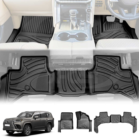 Floor Liner Complete Set Front Rear 2 Row Seat for Lexus LX Series LX500d LX600 2021-2025 3D Heavy Duty All Weather Car Mats