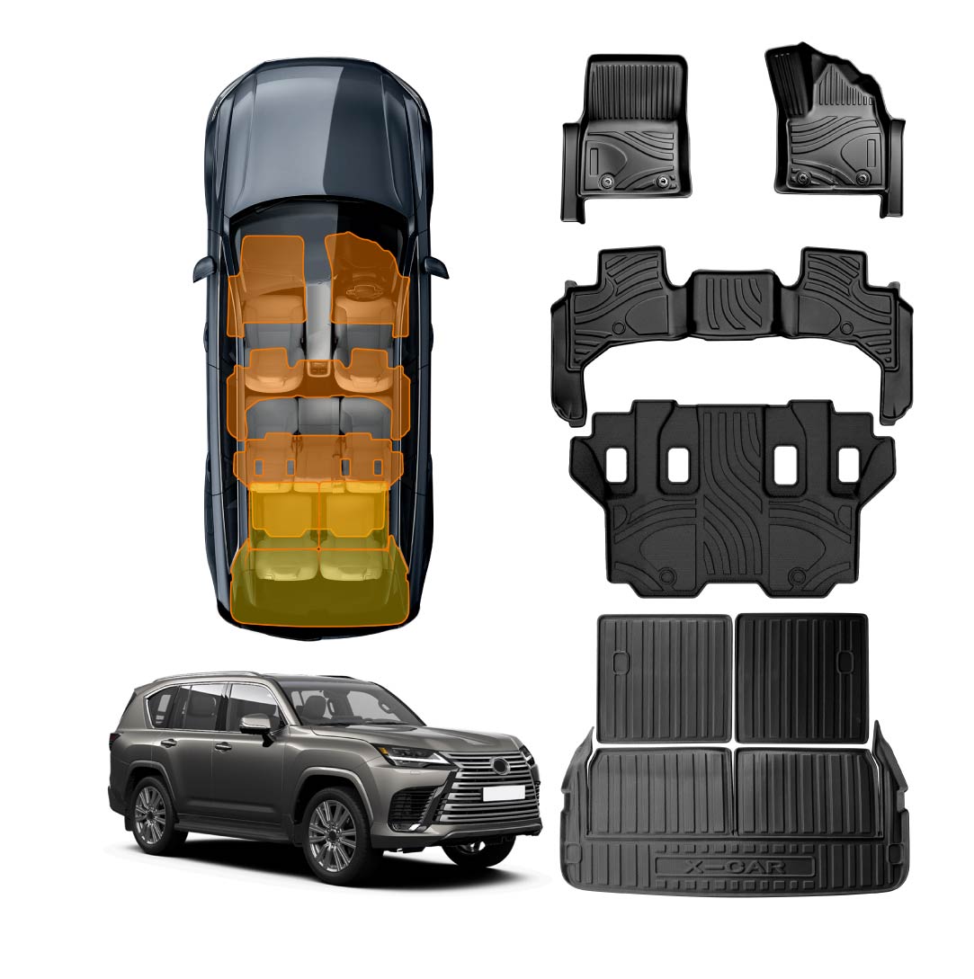 3-Pcs Boot Liner & Floor Mats for Lexus LX Series LX500d LX600 2021-2025 Heavy Duty Cargo Trunk Mat Luggage Tray