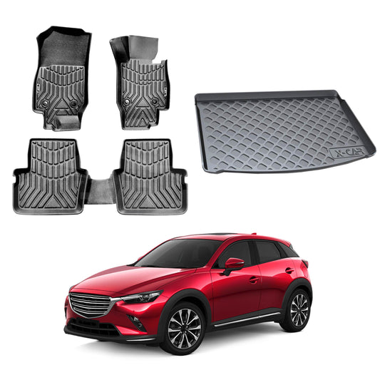 3D All-Weather Floor Mat Boot Liner Carpet for Mazda CX-3 CX3 2015-2025 Heavy Duty Cargo Trunk Mat Luggage Tray