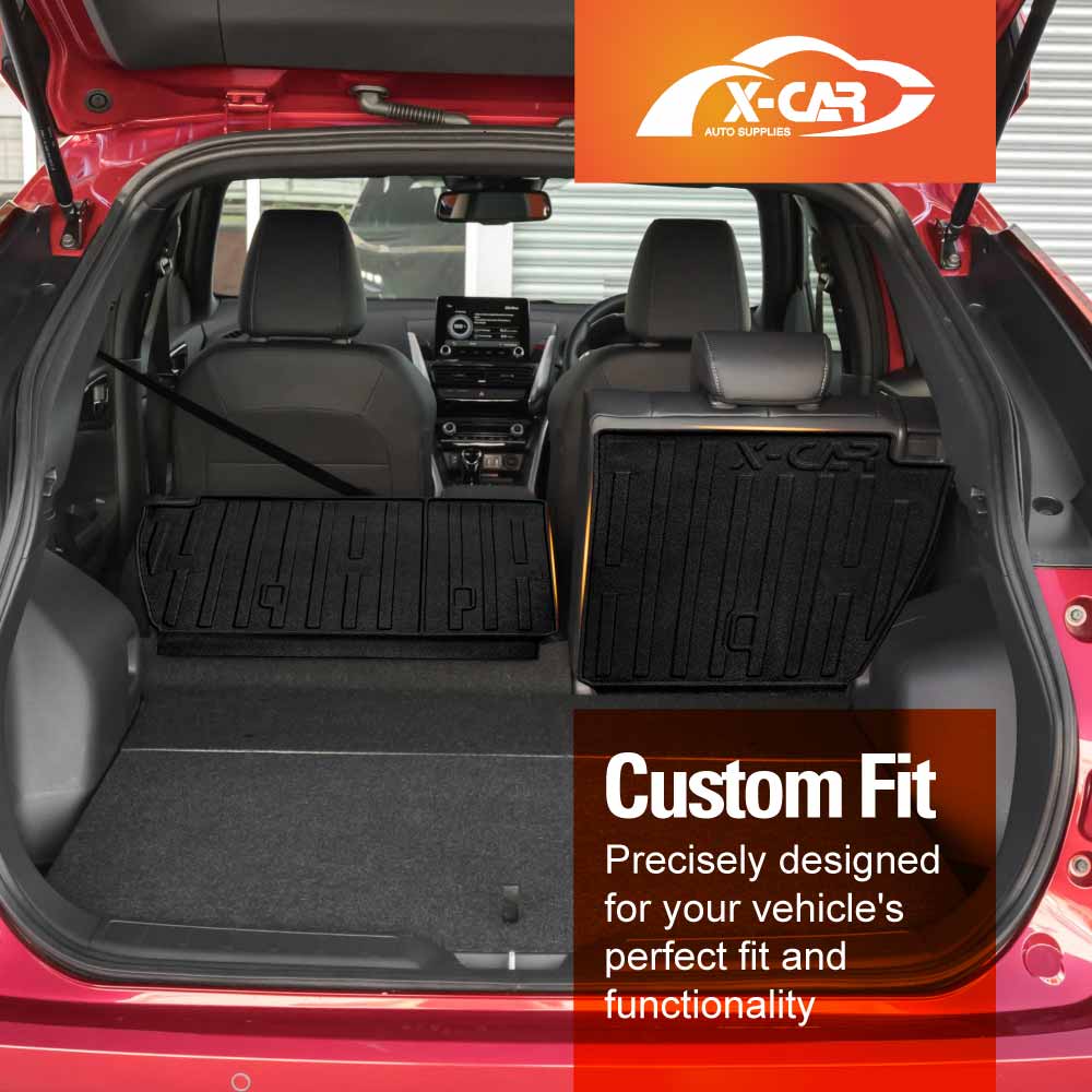 3D Floor Mats Boot Liner Set for Mitsubishi Eclipse Cross 2021-Onwards All Weather Heavy Duty Cargo Kick Mats Back Seat Protector Cover