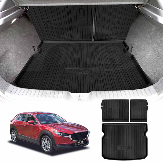 Boot Liner Set for Mazda CX-30 CX30 2019-Onwards All Weather Heavy Duty Car Trunk Back Seat Protector Cargo Kick Mats