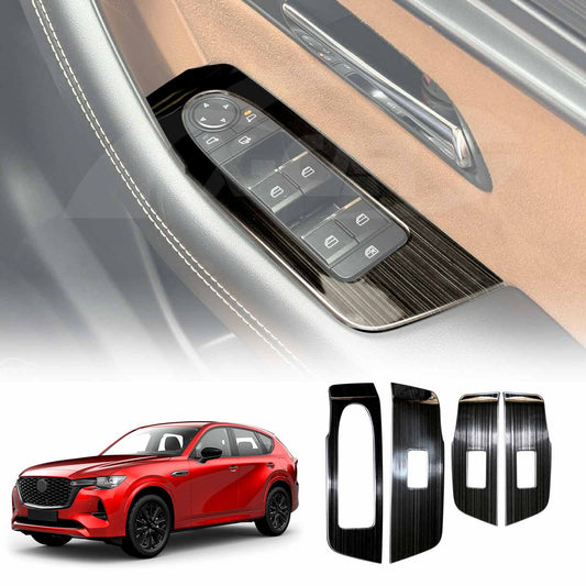 Power Window Control Switch Panel Trim Decor Cover Protector for Mazda CX-60 CX60 2023-Onwards Stainless Steel Style