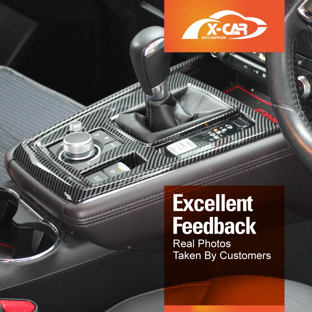 Carbon Fiber Style Center Console Gear Shift Cover Frame Trim Protector for Mazda CX-8 CX8 2018-2024