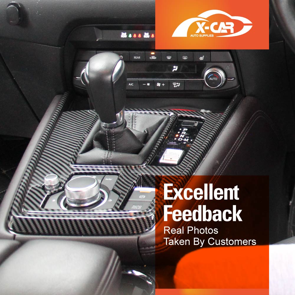 Carbon Fiber Style Center Console Gear Shift Cover Frame Trim Protector for Mazda CX-8 CX8 2018-2024