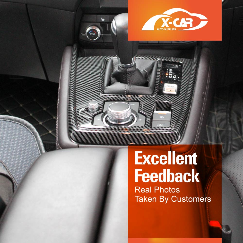 Carbon Fiber Style Center Console Gear Shift Cover Frame Trim Protector for Mazda CX-8 CX8 2018-2024