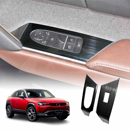 Power Window Control Switch Panel Trim Decor Cover Protector for Mazda MX-30 MX30 2021-2025 Stainless Steel Style