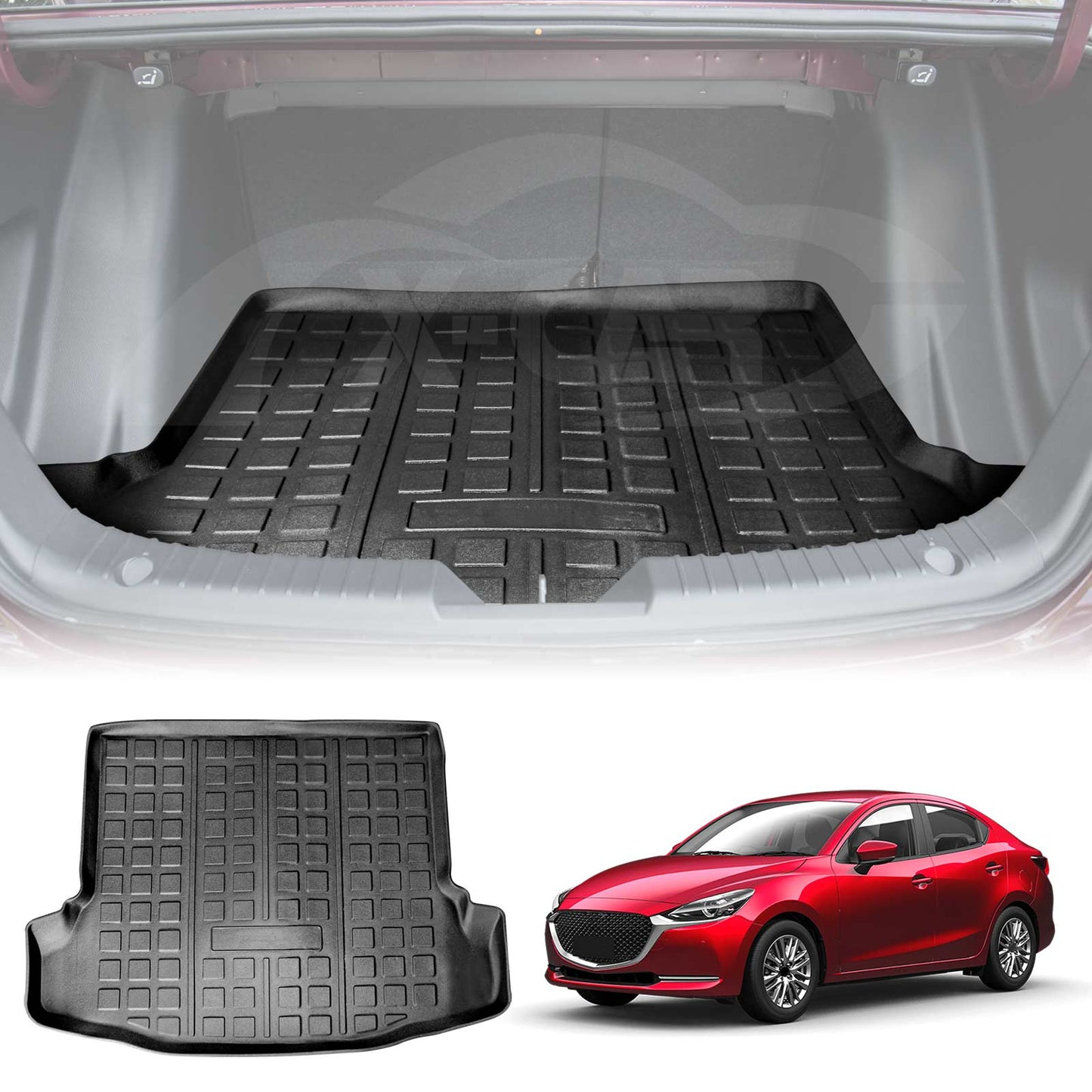 3D All-Weather Boot Liner for Mazda 2 Sedan 2014-2025 DL Series Heavy Duty Cargo Trunk Mat Luggage Tray