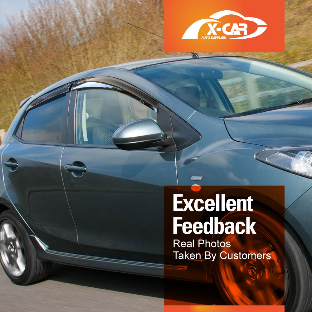 Premium Weathershields for Mazda 2 Hatch 2007-2014 Car Weather Shields Wind Deflectors Window Sun Visor 4-Piece Set