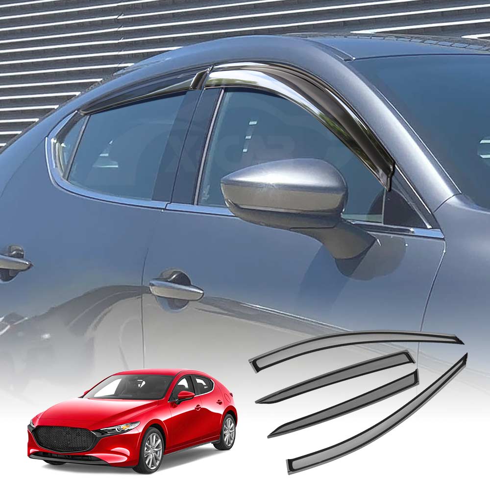 Premium Weathershields for Mazda 3 Hatch 2019-2025 Car Weather Shields Wind Deflectors Window Sun Visor 4-Piece Set