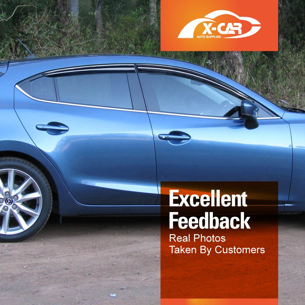 Premium Weathershields for Mazda 3 2014-2019 BN BM Car Weather Shields Wind Deflectors Window Sun Visor 4-Piece Set