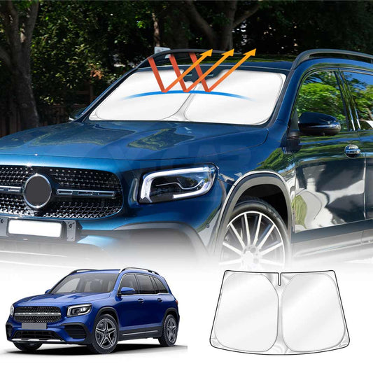 Windshield Sun Shade for Mercedes-Benz GLB series 2020-2025 Blocks UV Rays Foldable Custom Wind Screen Sun Visor Protector