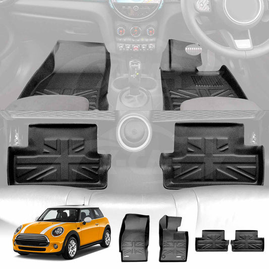 3D All-Weather Floor Mats for Mini Cooper 2014-2025 Heavy Duty Customized Car Floor Liners Full Set Carpet